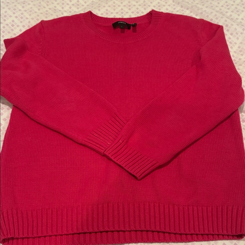 Theory Women's Bright Pink Crew Neck Sweater